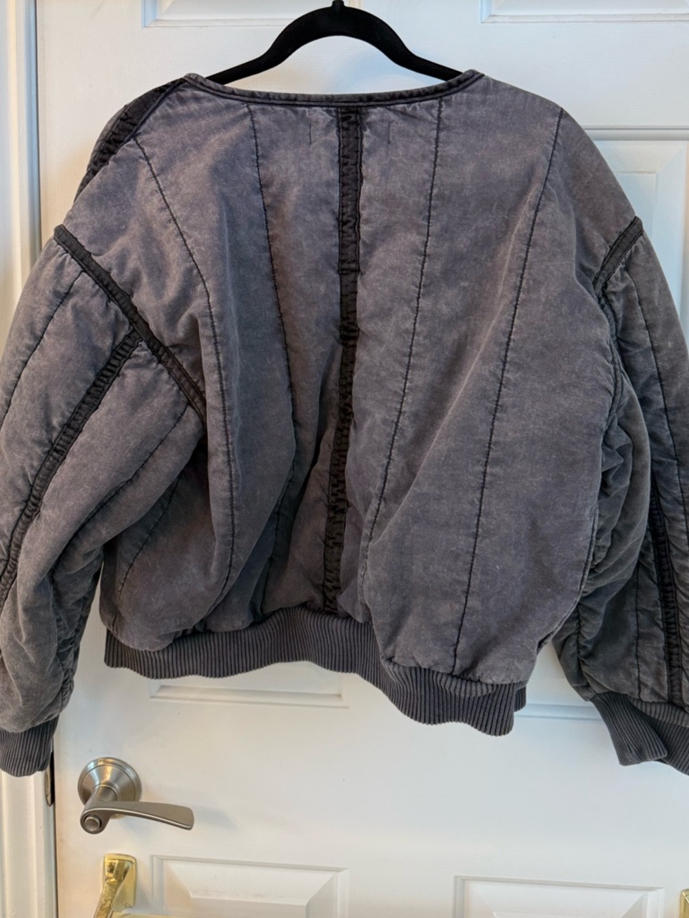 Free People Kids Quilted Puffer Jacket in Washed Gray - Picture 2 of 2